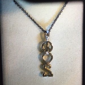 Peace, love, open heart necklace